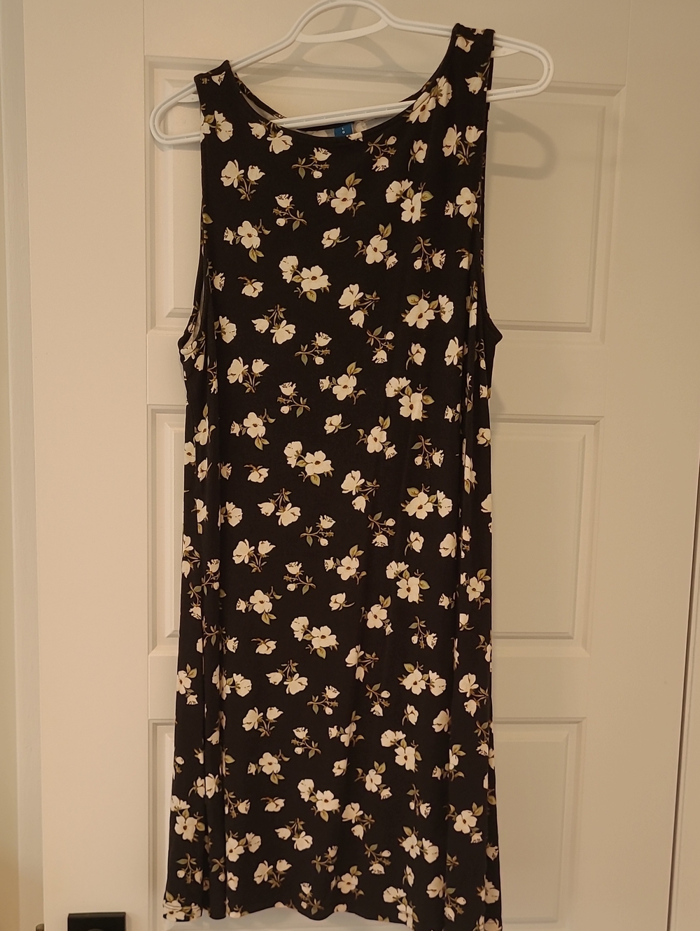 Old Navy Black Midi Dress with White Floral Print